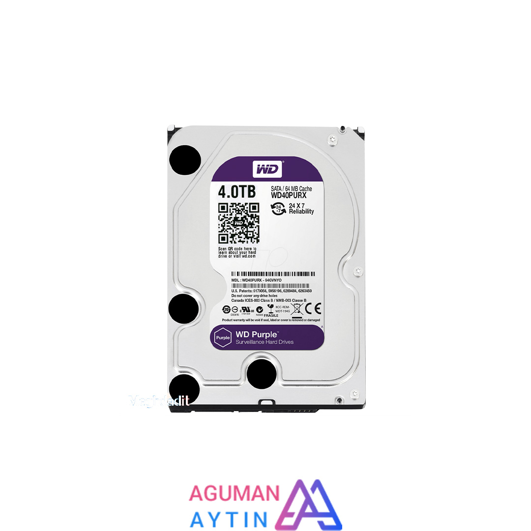 هارددیسک اینترنال وسترن دیجیتال سری Purple wd40purz ظرفیت 4 ترابایت(کارکرده)