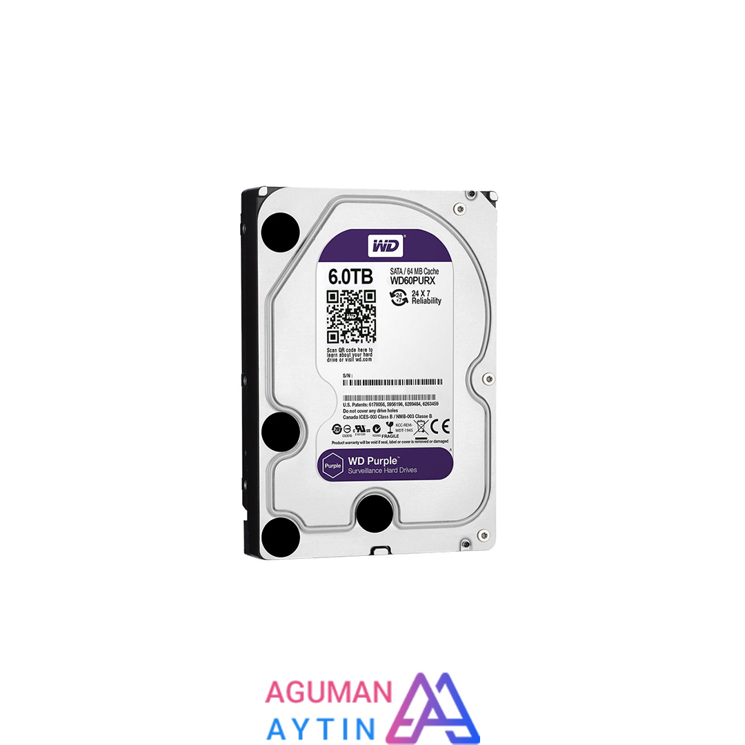 هارددیسک اینترنال وسترن دیجیتال سری Purple wd60purz ظرفیت 6 ترابایت اصل نو