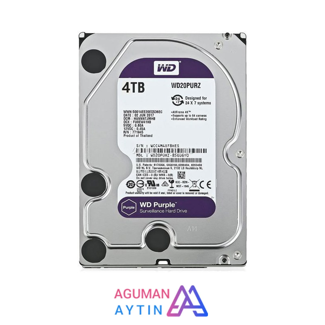 هارد وسترن دیجیتال Purple 4TB اصل گارانتی شرکتی نو
